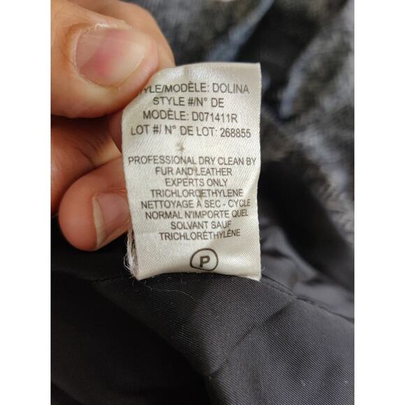 Theory Wool Blend Herringbone Coat Size S Black White Full zip Pockets - Picture 6 of 6